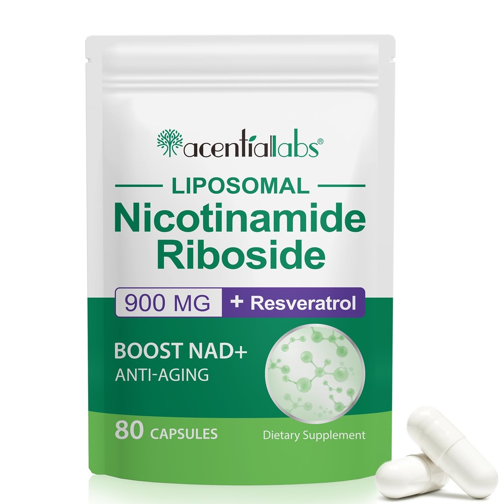 NAD Nikotinamīds Riboside Resveratrol 900mg, NAD Papildinājums Atbalsts Šūnu veselība, Anti-Aging, enerģija, Focus - 80 kapsulas
