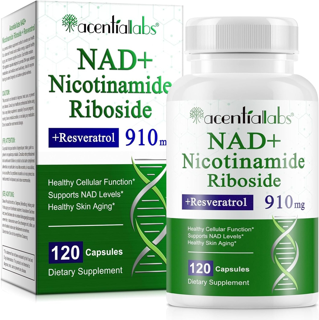 NAD Nikotīnamīds Riboside Resveratrol 900mg - NAD Papildinājums ar Resveratrol - NAD+ Papildinājums anti-Aging, Celular Energy, DNS labošana 