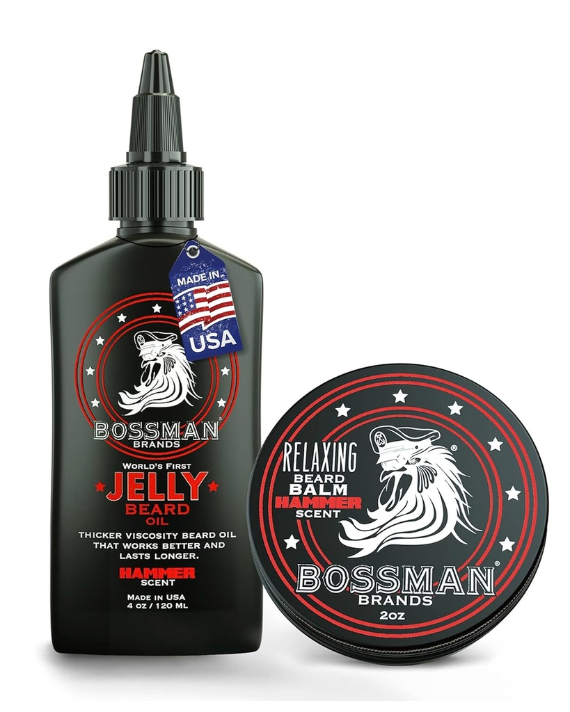 Bossman Beard Oil Jelly un relaksējoša Beard Balm Combo - Hammer Scent