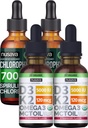 NUSAVA zemeņu aromatizēts D3 K2 pilieni un hlorofila šķidrs pilieni Bundle - potents šķidrs Vitamīni sirds, locītavu, enerģijas, un imūno atbalstu - ne-GMO, bez lipekļa, 2pk Katrs