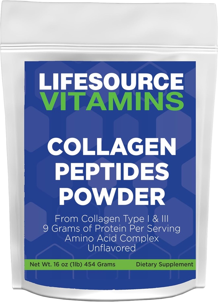 LifeSourceVitamins Kolagēna peptīdi Pulveris - 45 Kalpo, Matu, Nagu, Ādas, Kaulu un locītavu veselība, Neuzliesmojošs, Keto & Paleo Apstiprināts