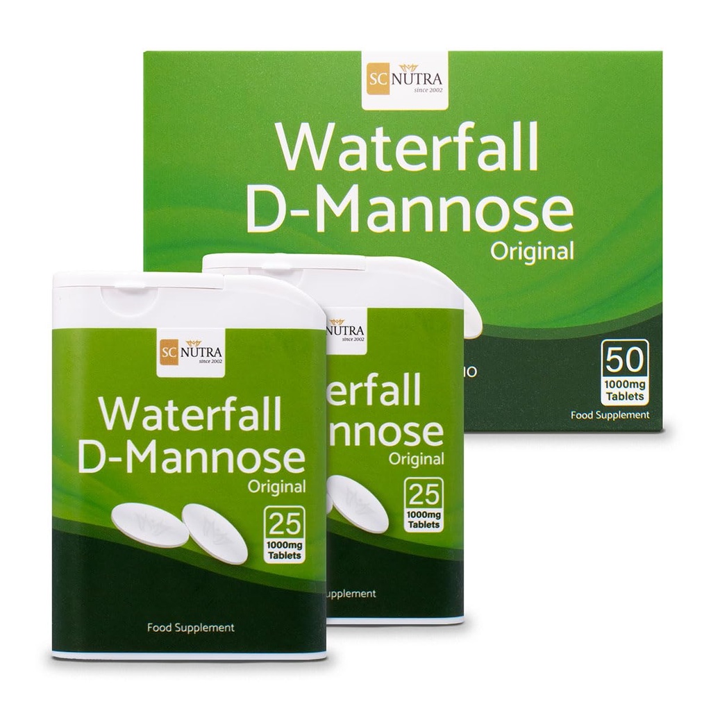 D-mannozes tabletes 1000mg - ūdenskritums D-mannoze, kas iegūts dabiski no Bērza - 50 tabletēm - SC Nutra (Sweet Cures)