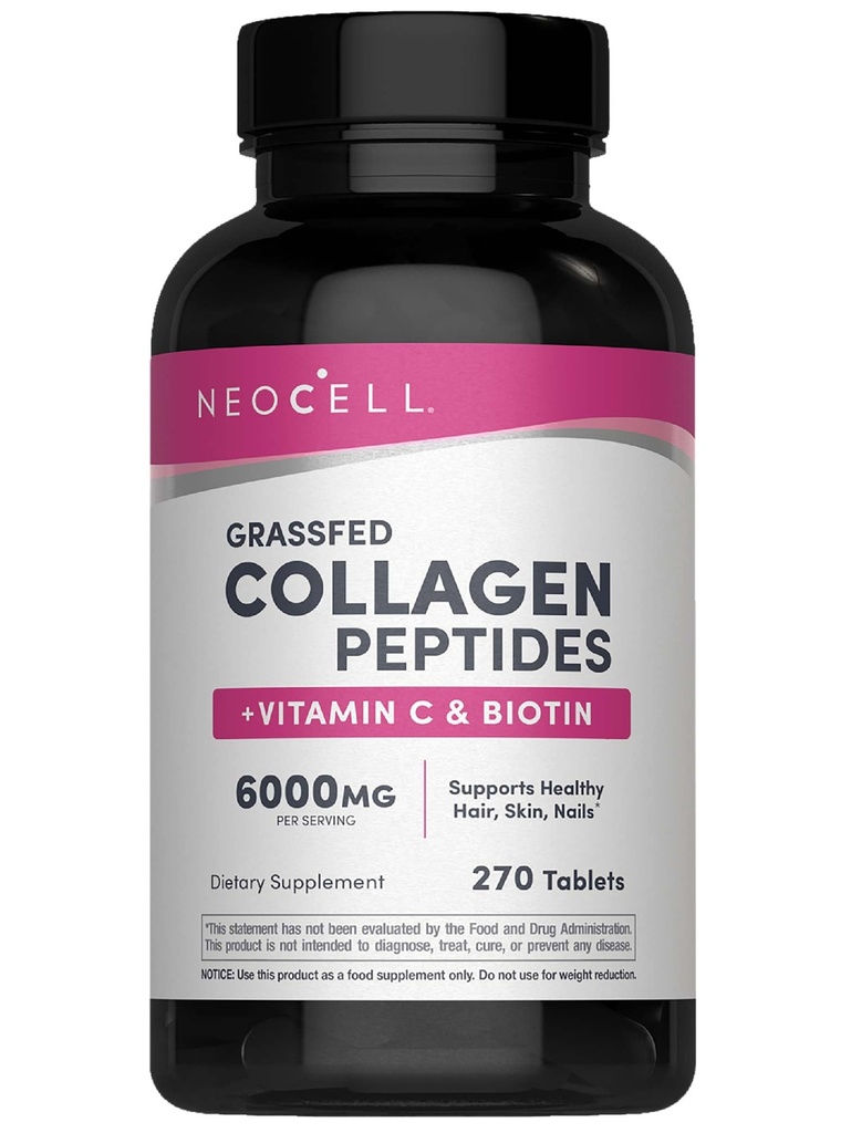NeoCell Super kolagēns ar C vitamīnu un biotīnu, ādas, matu un nagu piedevas, Ietver antioksidantus, tabletes, 270 Skaits, 1 pudele
