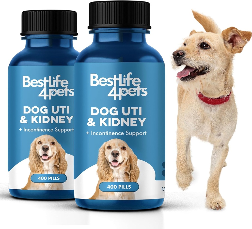 BestLife4Pets Suņu UTI Nieru atbalsts, Dabas urīnceļu infekcijas ārstēšana, Nieru un urīnpūšļa kontroles papildinājums, Viegli lietot tabletes 2 iepakojums