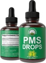 PMS Relief 9- in-1 Liquid Drops papildinājums. 9 Augu sastāvdaļas, lai atbalstītu periodu Krampji sāpes sievietēm. Vegāns, Nulles cukura vitamīni ar Organic Chaste Tree Ogas, Krampji, Yam Sakne, Tattle Leaf