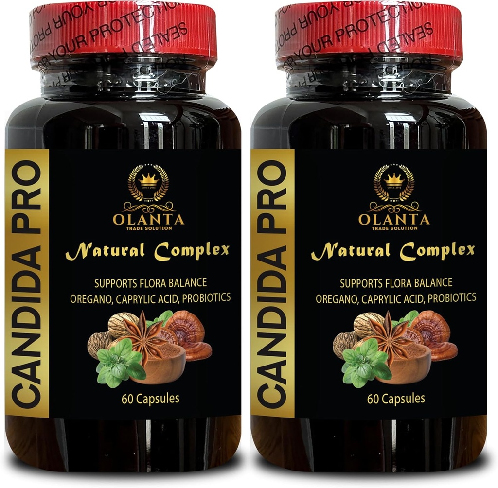 CANDIDA ATBALSTS COMPLEX - kaprilskābes papildinājums, candida attīra organisko, atbalsta imūnfunkciju, bez lipekļa, imūn pastiprinātājs, Gut veselības bagātinātāji - 2 pudeles 120 kapsulas