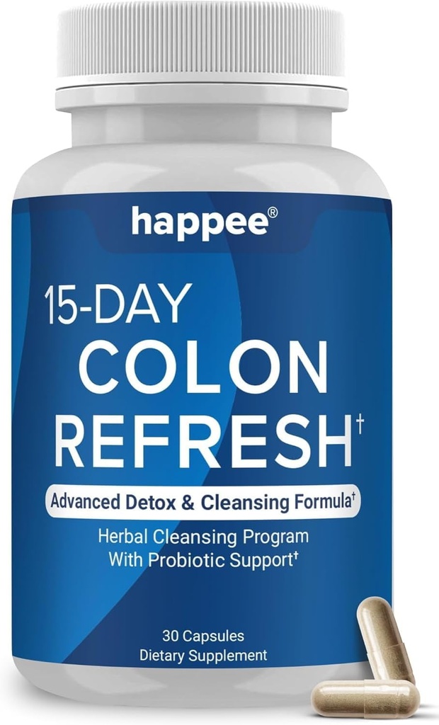 Happee Colon Cleanser & Detox par svara zudums atbalsts - 15 dienu Colon tīrīt tabletes un gut atbalsts Probiotikas Vīrieši Sievietes - ātri dabas laxatives Aizcietējums atvieglojums