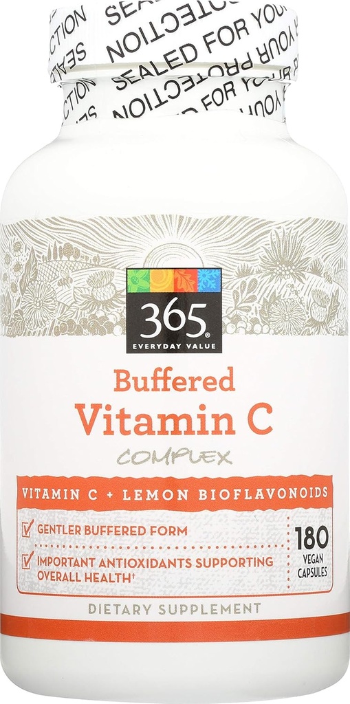 365 pēc visa pārtikas tirgus, Bufered C vitamīns ar Bioflavonoids 500mg, 180 Skaits