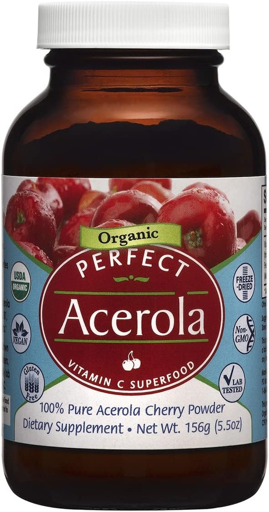Perfekti papildinājumi – Perfect Acerola pulveris – 156 Grams – 100% Pure Acerola Cherry – All-Dabīgs vitamīns C Superfood – Imūnsistēmas atbalsts