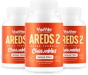 AREDS 2 Bezcukura acu vitamīni - alternatīva luteīna gumijām acīm - luteīns acu veselībai - Premium bezcukura acu vitamīni - (ķidātas tabletes) Iepakojumā pa 3