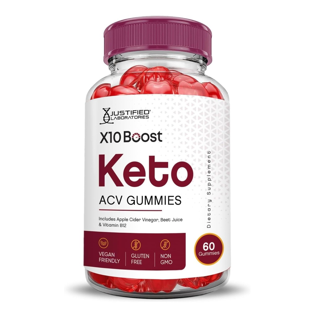 Attaisnotas laboratorijas X10 Boost Keto ACV Apple Cider Etiķis Boost Formulēts ar granātābolu biešu sulas pulveris B12 Vegan Non ĢMO 60 Gumijas