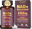 NAD papildinājums, liposomālā NAD+ Papildinājums ar Resveratrol, NAD Resveratrol papildinājums - Boost NAD+ novecošanās aizsardzības, enerģija, Focus - Ultra Antioksidants kapsulas,182