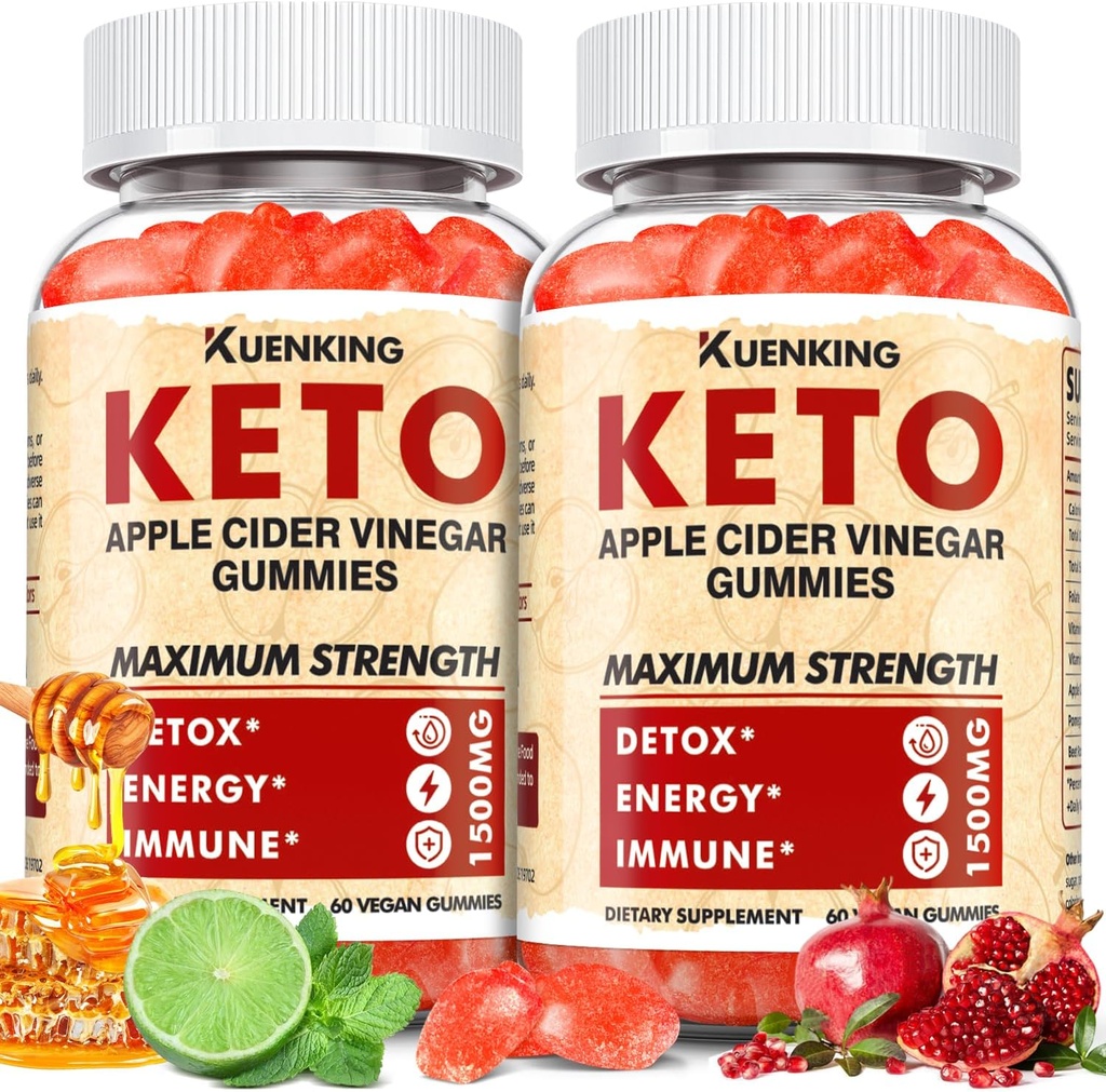 Keto ACV Gumijas – Apple Sidra Etiķis ar māti, Metabolisma atbalsts – ar vitamīnu B6 & B12 – Vegan, ne-GMO – atbalsta ikdienas labsajūtu – 120 grāfs