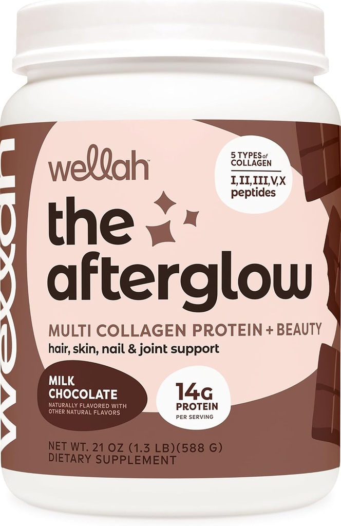 Wellah pēcdzemdību multi kolagēna proteīns + skaistums (30 Kalpo, Šokolāde) - matu, ādas, nagu un locītavu atbalsts - Non-GMO & Gluten Free