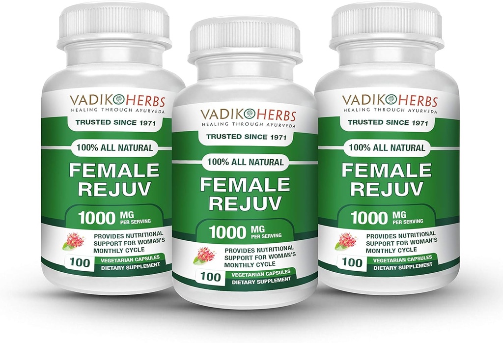 Sievietes Rejuv ar Vadik Herbs - Ārstniecības līdzekļi pret PMS atvieglojumu papildinājums Premenstrual Cycle Support -- Herbal Formula Complex menstrual Krampjiem & Periodiem -- Dabīgi līdzsvara hormoni (3 Pack)