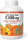 Dabiskie faktori, vitamīns C 500 mg, bērniem košļājamās, lai atbalstītu veselīgu kaulu un zobu, Tangy Orange, Vegan, ne-GMO, 90 plāksnītes (90 porcijas)