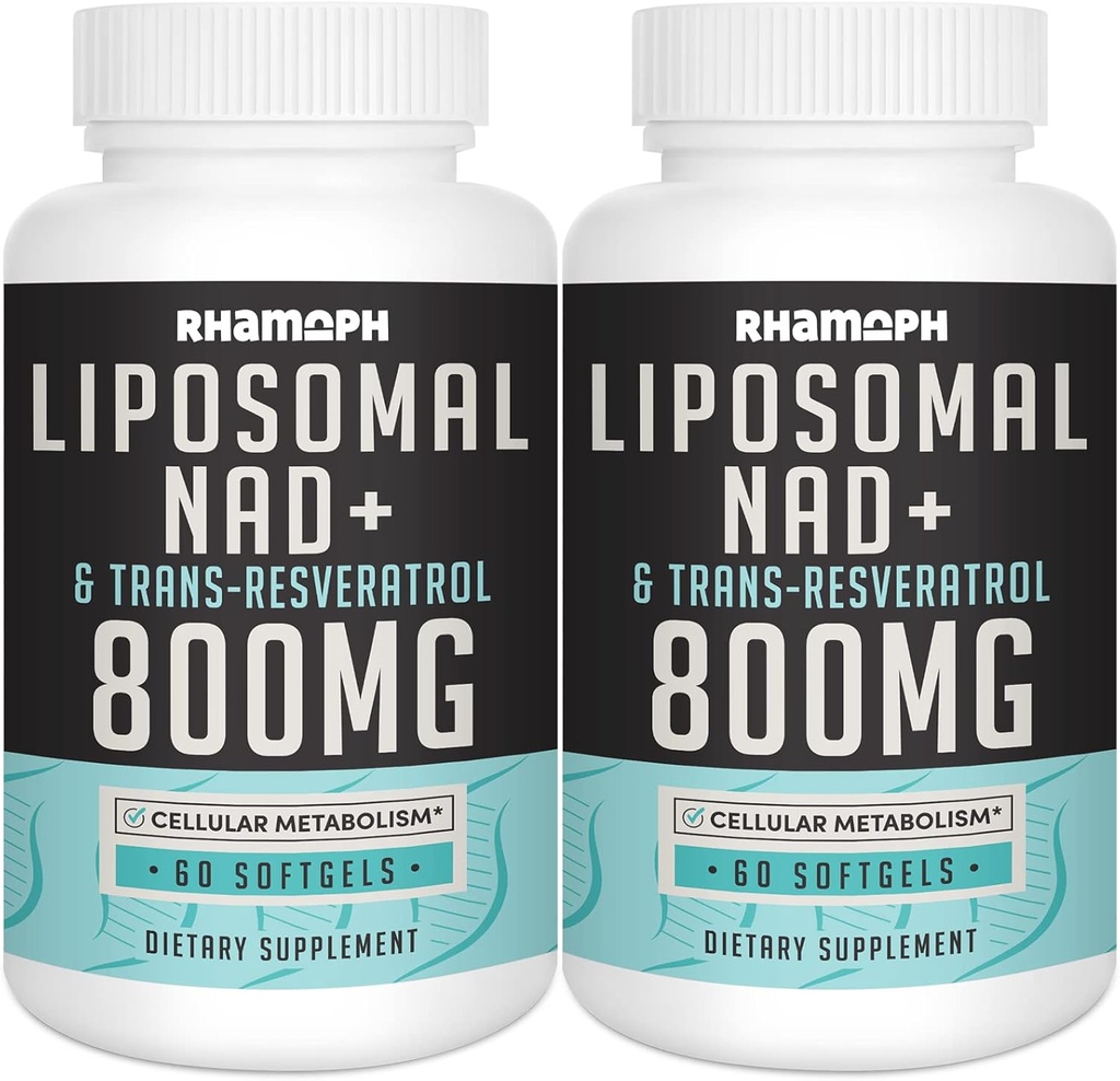 Liposomālā NAD+ 800 mg kopā ar 300 mg Trans-Resveratrol, Max Absorbcija, Faktiskais NAD+ Papildinājums veselīgai novecošanai, šūnu enerģijai, DNS labošana, ilgizturība - 120 softgeli
