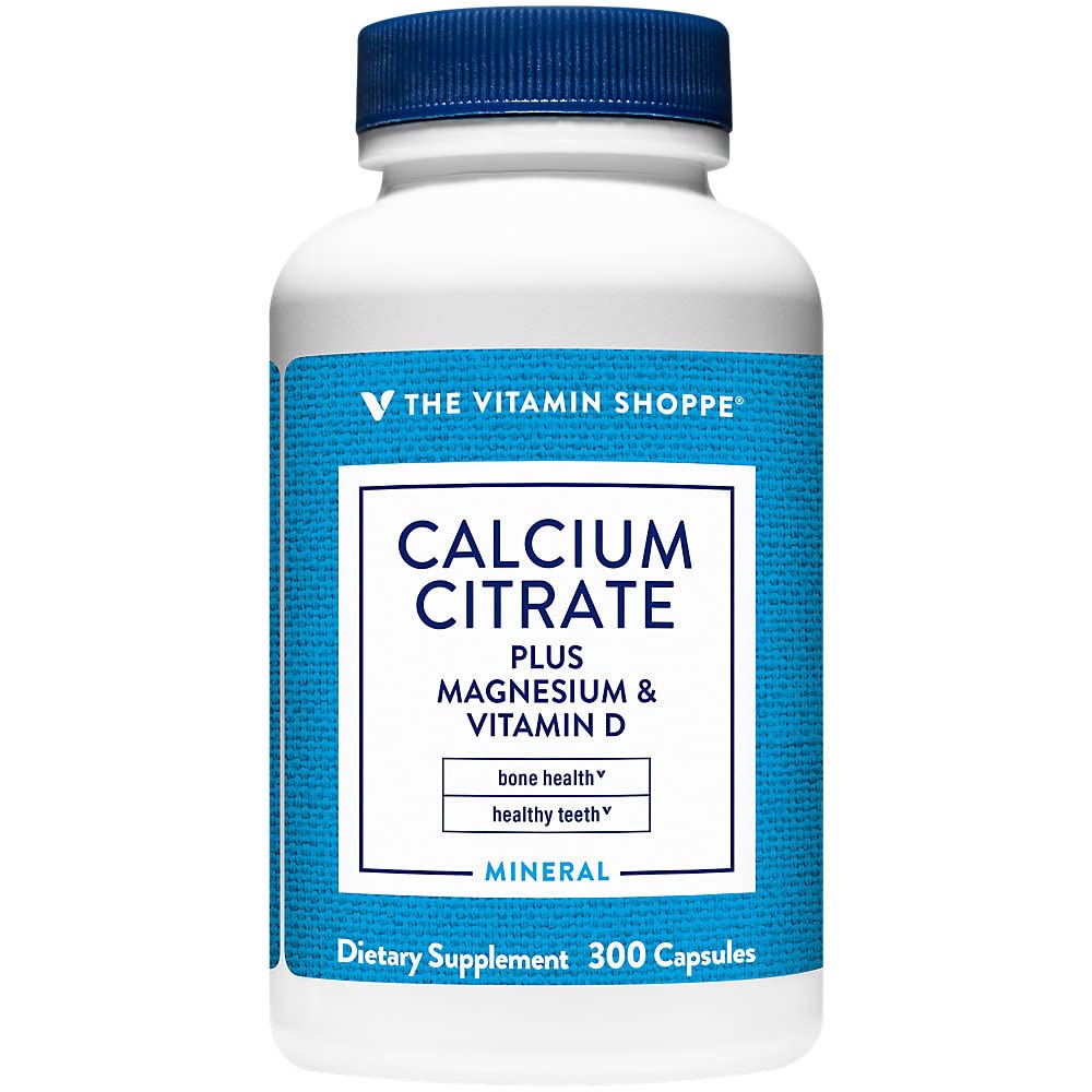 Vitamīna veikals Kalcija citrāts+magnijs&vitamīns D, daudzminerālu kaulu veselības papildinājums, D vitamīns palīdz uzsūkties, kalcija 999 mg, magnija 567 mg, D vitamīns 612IU vienā dienas devā (300 kapsulas)