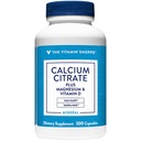 Vitamīna veikals Kalcija citrāts+magnijs&vitamīns D, daudzminerālu kaulu veselības papildinājums, D vitamīns palīdz uzsūkties, kalcija 999 mg, magnija 567 mg, D vitamīns 612IU vienā dienas devā (300 kapsulas)