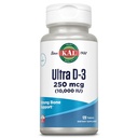 KAL Ultra vitamīns D3 10000 SV 250 μg, augstas intensitātes D vitamīna tabletes, kalcija absorbcija, kaulu veselība un imūnās palīdzības papildinājums, ātra D- 3 ActivTabs, 120 Servējumi, 120 tabletes