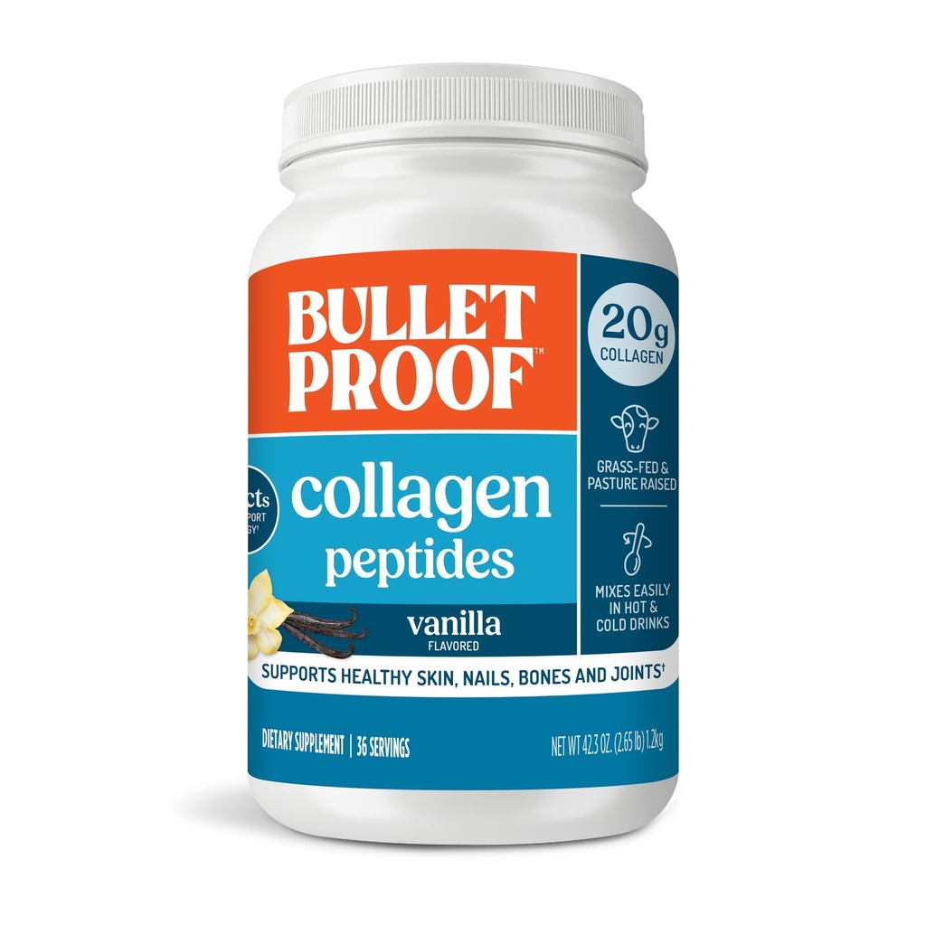 Barības necaurlaidīgs Vanilla Collagen Protein Pulveris ar MCT eļļu, 19g Olbaltumvielas, 42.3 Oz, Vērtības lielums, kolagēna peptīdi un aminoskābes veselīgai ādai, kauliem un locītavām