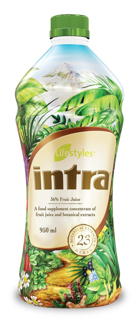 Intra Lifestyle Herbal Juice Drink – Botānikas Dzēriens Imūnsupport, Detox, Gremošanas & Sirds un asinsvadu veselība – 23 Botānikas ekstrakti – Ražots Kanādā 1 pudele 950 ml (32 fl oz)