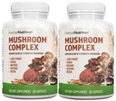 Uzturs augu Sēņu komplekss 700mg līdz 1400mg. 5 visspēcīgākās sēnes - Lauvas Mane, Reisi, Chaga, Maitake, Shiitake - atbalsta imūno veselību, Nootropo smadzeņu veselība atmiņas un fokusa