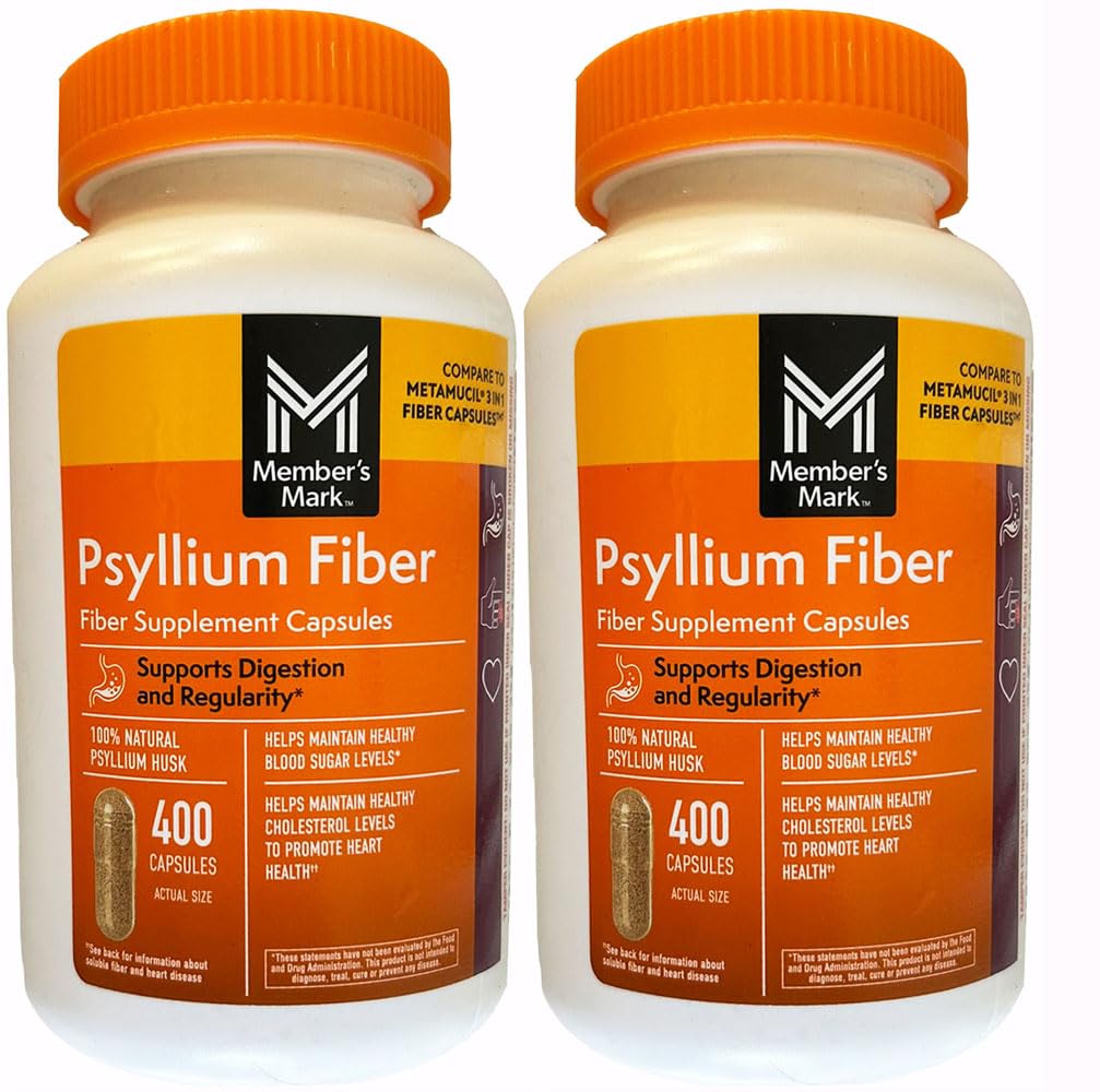 Deputāta Mark Fiber Capsules 2Pack (400 Count) Psyllium Husk ir #1 Doctor-Rekomended Fiber pielikums.