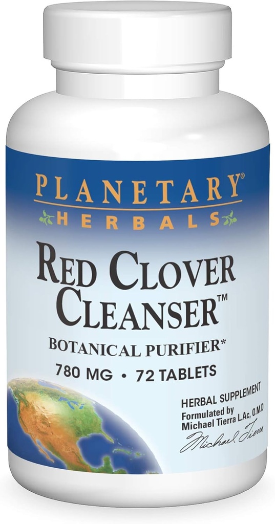 Planetary Herbals Red Clover Tīrīšanas Tabletes, 72 Skaits