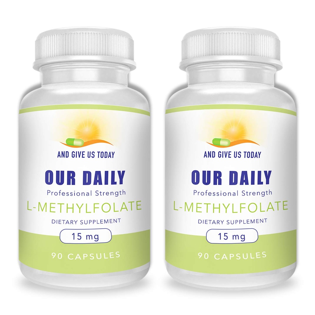 Un dod mums šodien mūsu DAILY L-metilfolāts 15mg (2 pudeles) - 180 Kapsulas - Profesionālā stipruma Active Metilfolāts - 5-MTHF papildinājums - ne ĢMO, bez lipekļa, bez pildījumiem