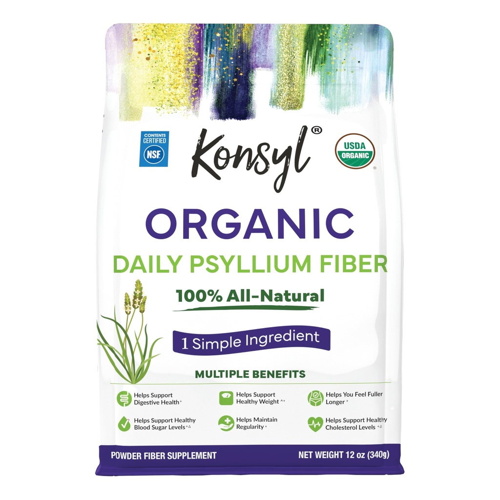 Konsyl Organic Psyllium Husk Powder, 5g augu izcelsmes soluble Fiber per serving – USDA Organic, non-GMO, bez lipekļa, bez cukura, Vegan, 12 Ounce (iepakojums no 1)