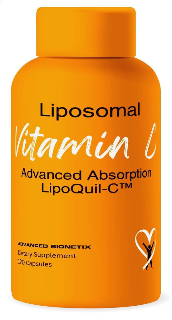 Liposomālais C vitamīna papildinājums  - LipoQuil-CTM Uzlabotā Absorbcijas tehnoloģija - 120 Kapsulas 1000mg Augstas devas Tauku šķīstošais Vita C -- Imūnais atbalsts Kolagēna atbalsts