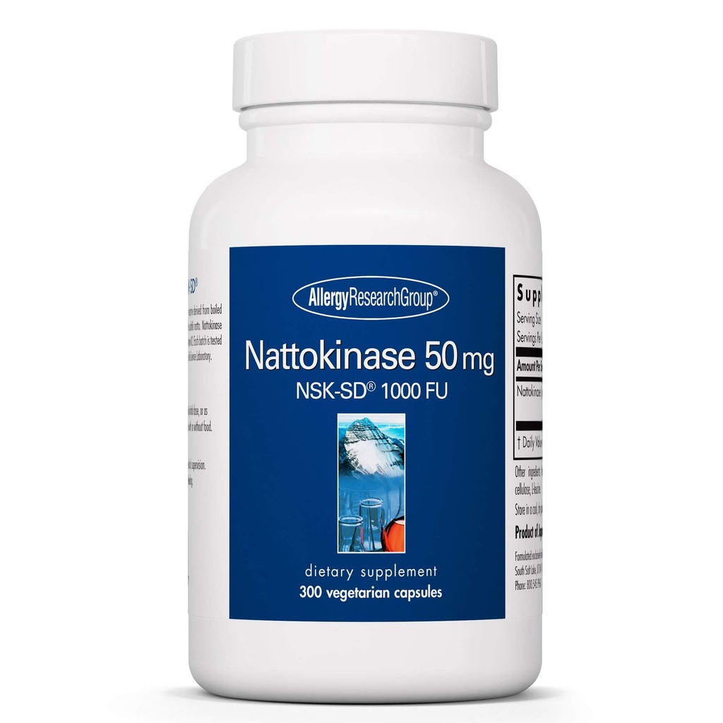 Alerģijas pētījumu grupa Nattokinase 50mg papildinājums - NSK-SD 1000 FU, sirds un asinsvadu atbalsts, asinsrites veselība, veģetārējās kapsulas - 300 Skaits
