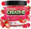 Kreatīna monohidrāts Gumijas vīriešiem un sievietēm 120 CT - 5600mg kreatīna monohidrāta uz vienu kalpotāju, košļājamā kreatīna monohidrāts muskuļu atbalstam un enerģijai Boost, bez cukura, vegan (Zemeņu liesma)