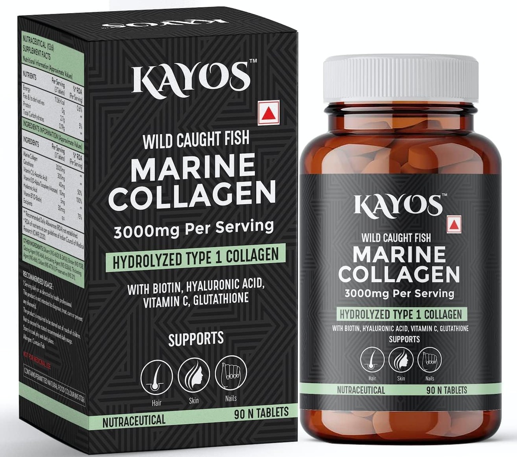Miri Marine kolagēna tabletes – 3000 mg 1. tipa kolagēna hidrolizāts zivju aminoskābes – ar biotīnu, hialuronskābi, C vitamīnu, glutationu – kaulu locītavu matu ādas nagu papildinājums - (90 pc)