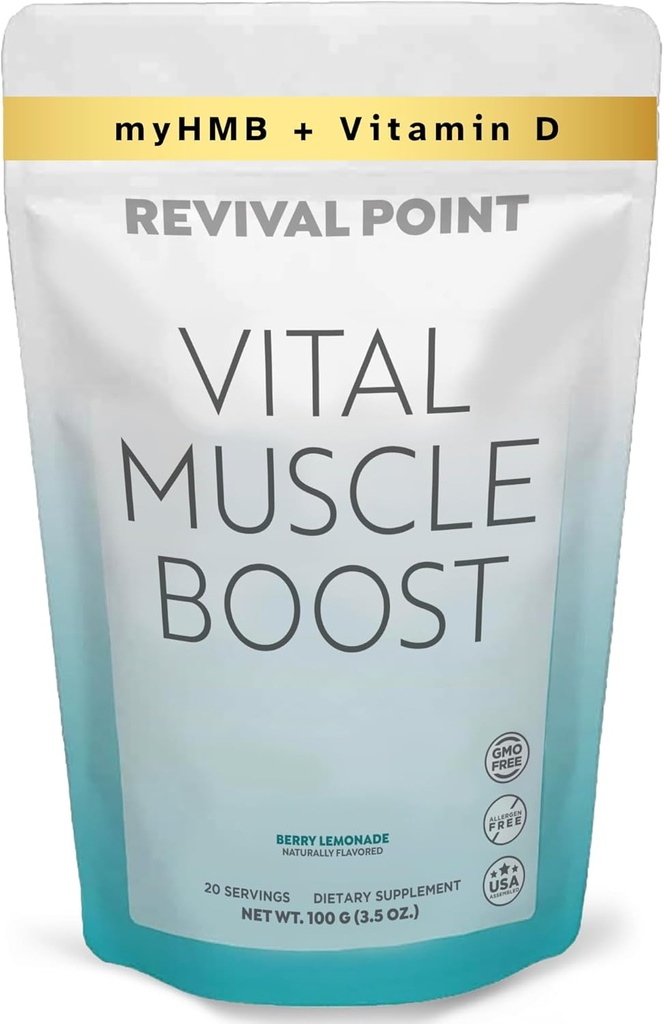 Vitālo muskuļu Boost- Premium myHMB un vitamīnu D3 Papildinājums pieaugušajiem- Patentēts HMB pulveris 3000mg- veselīga muskuļu, enerģijas un vibrantu aktīvās dzīves atbalsta olbaltumvielu sintēzi un stiprumu