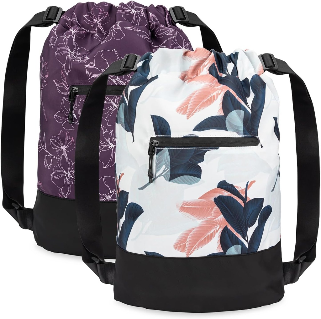 [2-Iepakojums] Flex Cinch Drawstring Gym Bag sievietēm ar grafisko dizainu ; Izturīgs Vieglais Gym Cinch Bags ; Great Gym Bag, Ceļošana, Nakšņošana