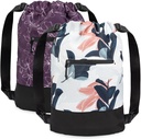 [2-Iepakojums] Flex Cinch Drawstring Gym Bag sievietēm ar grafisko dizainu ; Izturīgs Vieglais Gym Cinch Bags ; Great Gym Bag, Ceļošana, Nakšņošana