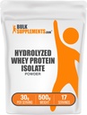 BulkSupplements.com Hidrolizēts sūkalu proteīns Izolāta pulveris - sūkalu izolāta proteīns - nepārziepjojams un lipeklis bez, 30g per Servējot, 500g (1.1 mārciņas) (iepakojums no 1)