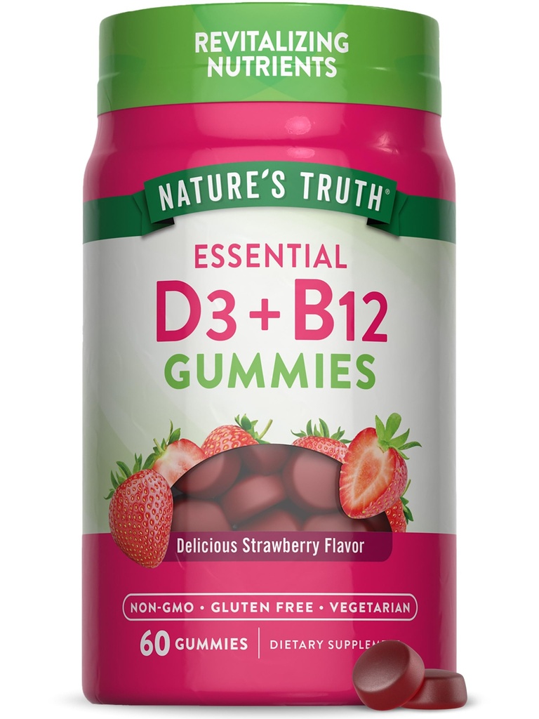 Dabas patiesība Vitamīns D3 un B12 Gumijas pieaugušajiem 