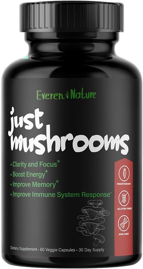 Tikai sēnes - Lion's Mane, Turcija Taile, Cordyceps, Reishi, un vairāk - Dabas enerģija - Nootropās smadzeņu papildinājums - Clarity & Focus - Imūnās sistēmas pastiprinātājs