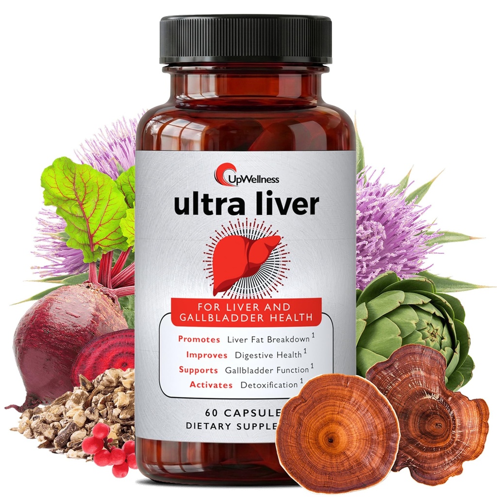UpWellness Ultra aknu papildinājums aknu atbalsta un žultspūšļa atbalsts - Powered by TMG, NAC Milk Thattle, un vairāk - Aknu tīrīt Detox & remonts - 60 kapsulas