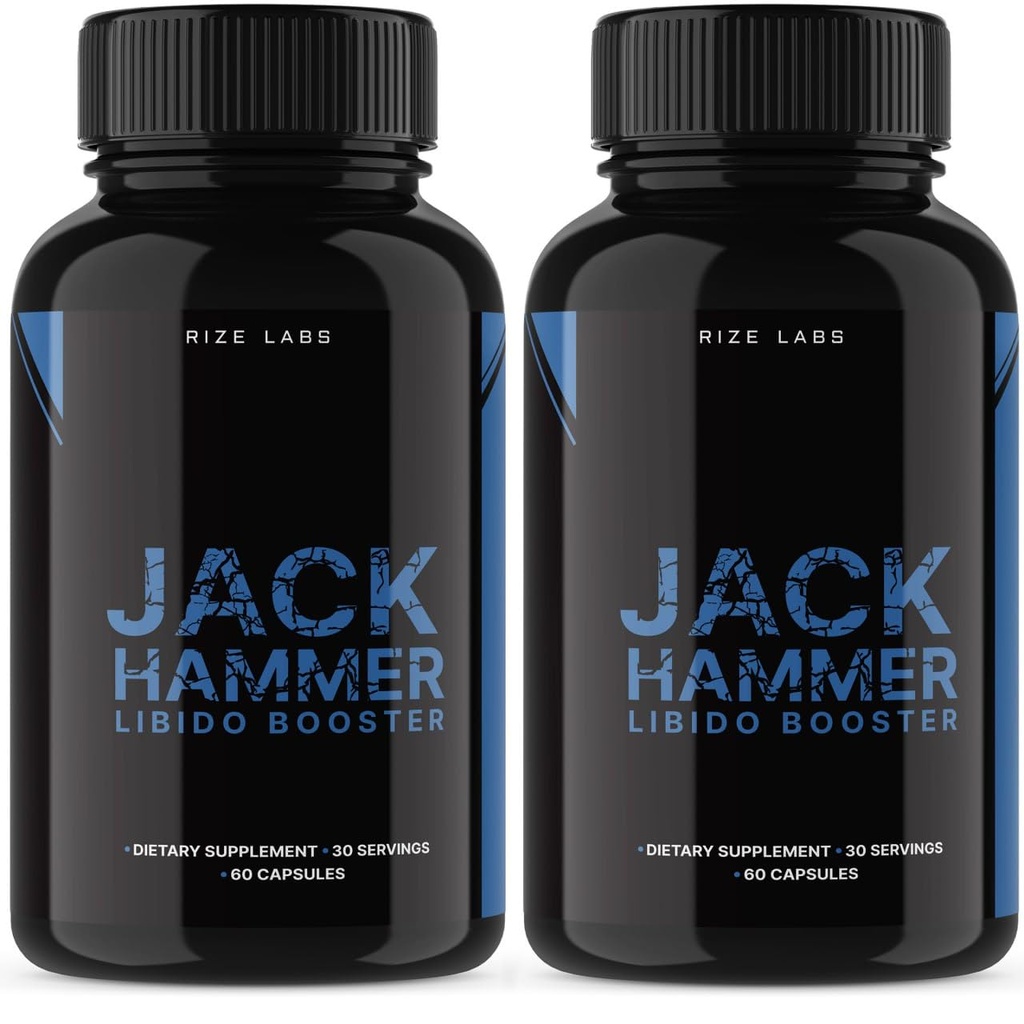 rize laboratorijas - Jack Hammer Libido Booster papildinājums vīriešiem, Jaudīgs visu dabas formula, lai uzlabotu veiktspēju (120 kapsulas)