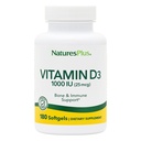 Natures Plus D3 vitamīns (holekalciferols) - 1000 iu, 180 softgels - Uztura atbalsts veselīgiem kauliem un imūnās sistēmas atbalsts - Biopieejamā aktīvā forma - bez lipekļa - 180 Servējumi