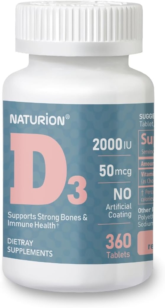 D3 vitamīns 2000iu (50 μg) 1-gads Imūnsupporta, veselīga muskuļu funkcija un kaulu veselība - bez GMO, bez lipekļa, ar B2 vitamīnu - (mini tabletes), 360 grādos