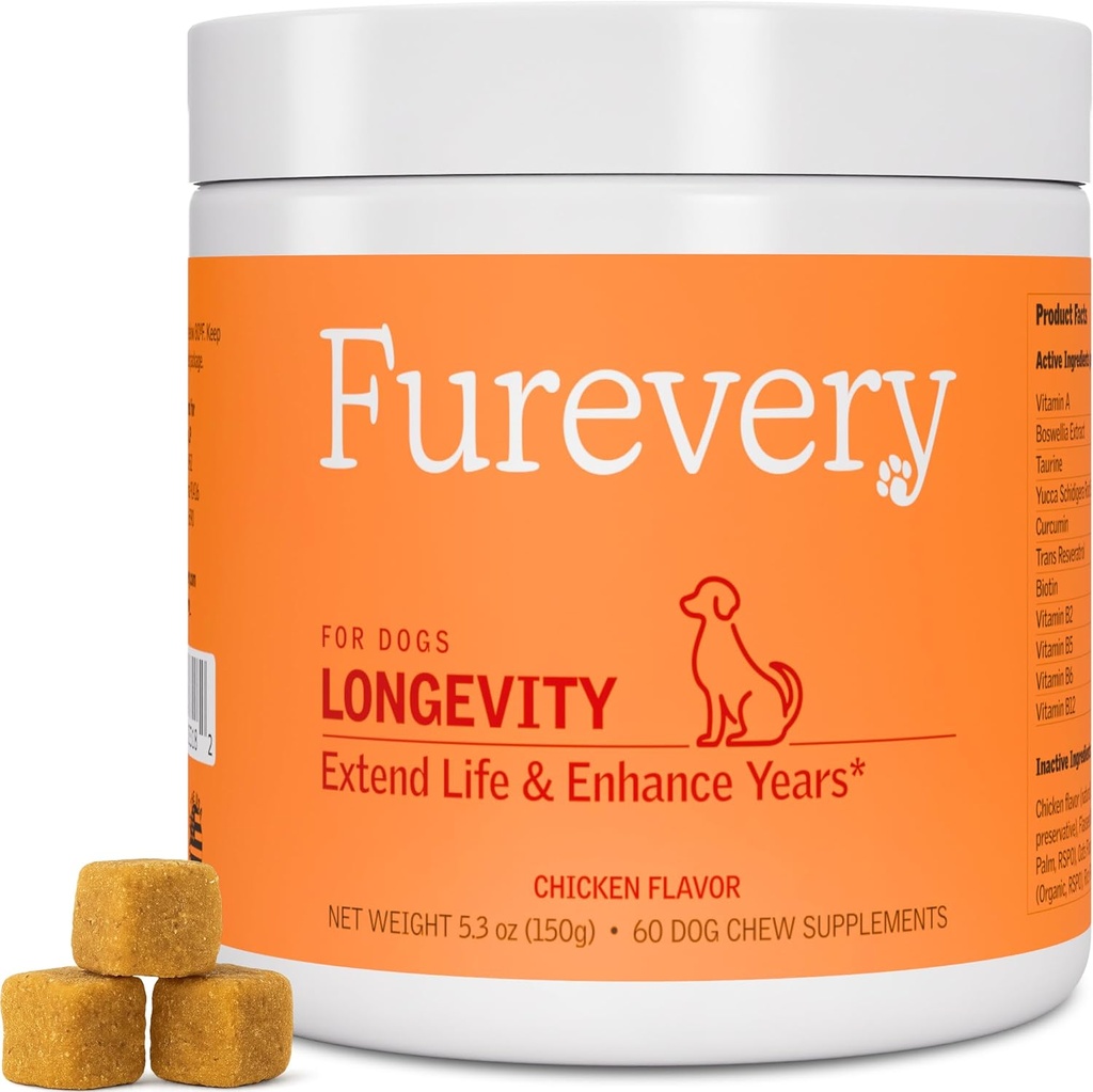 Longevity Dog Multivitamīnu 11-in-1 Dienas košļājamās rotaļlietas Vistas ar flaxseed, 60 Count, atbalsta Hip un locītavu veselību, Imūnsistēma, ādas un ādas, sirds veselība, enerģija un Vitalitāte