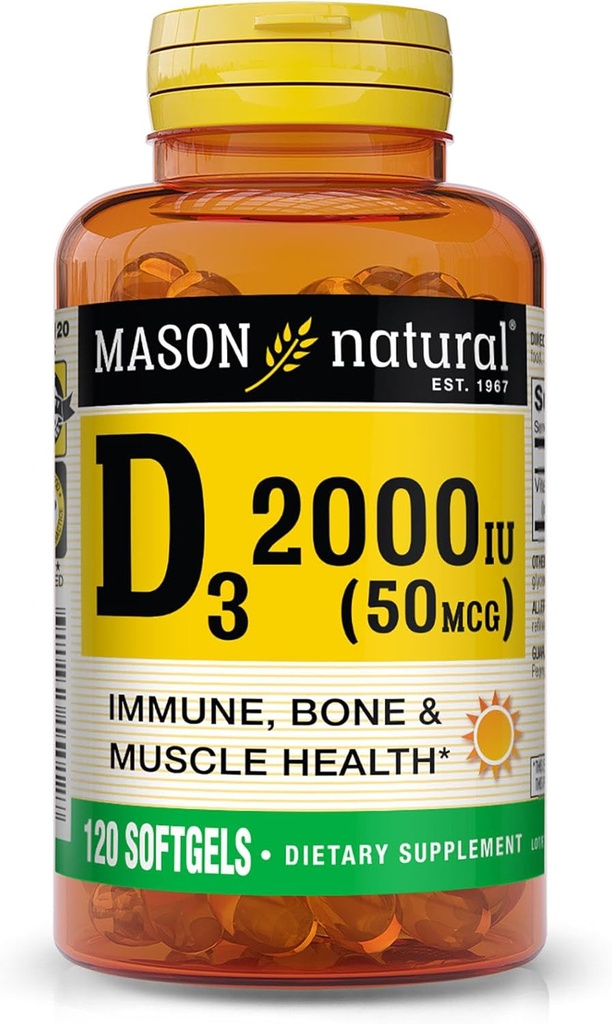 D3 vitamīns 2000 SV Ultra spēks, atbalsta kaulu blīvums, stiprums un imūnā veselība, 120 softgeli