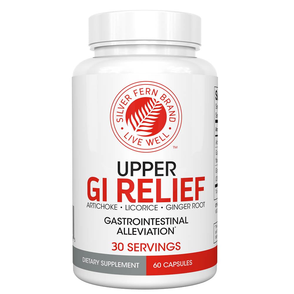 Silver Fern GI Relief - dabīgs augu papildinājums - Dabīgs artišoka lapu ekstrakts, ingvera saknes ekstrakts, un GutGuard lakrica Flavonoids (1 pudele - 60 kapsulas - 30 dienu piegādes)