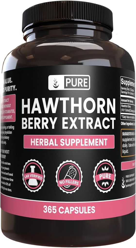 Pure Original Ingredients Hawthorn Berry Extract Nē Magnija vai rīsu filtrācijas, Vienmēr Pure, Lab Verified (365 Kapsulas)
