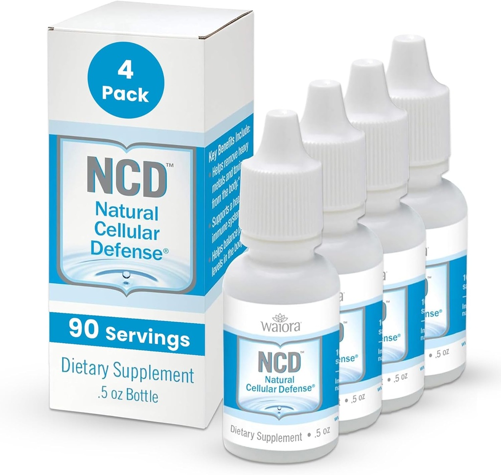 Waiora Natural Cellular Defense (NCD) Šķidrie ceolīta pilieni, Clinoptilolīts vīriešiem un sievietēm - papildinājums imūnai, veselīgai Gut atbalstam, tīrīšanai, pH līdzsvaram (0,5oz pudeles, 4 Ct – 360 serv)